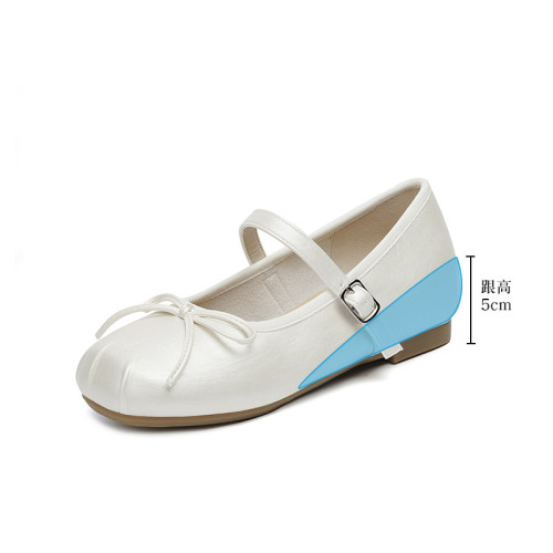 內增高銀色瑪麗珍單鞋女夏季平底法式2025新款芭蕾鞋配裙子小皮鞋