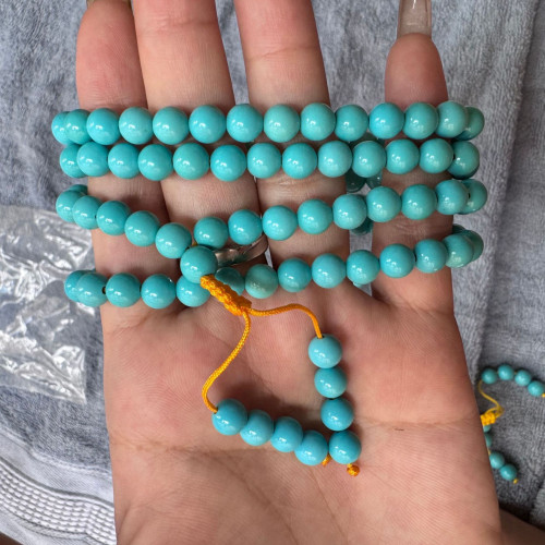 天然菱鎂礦圓珠手鏈108顆彿珠長鏈綠松石多圈手串可拆卸diy配飾