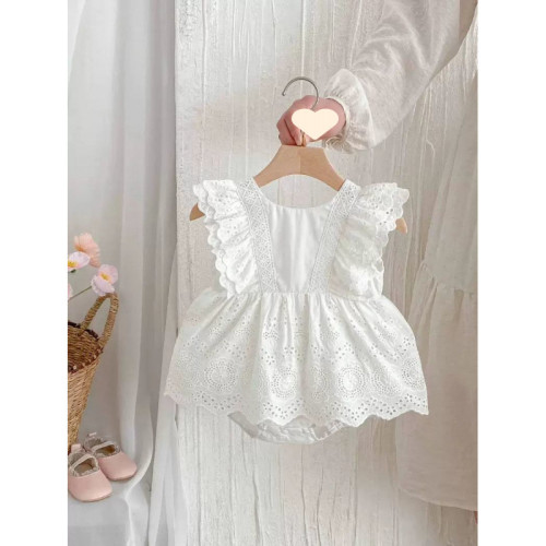 嬰兒衣服女寶寶連體衣蕾絲花邊兒包屁衣滿月百天哈衣夏季薄款