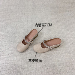 超軟小羊皮平底包頭涼拖鞋女小單鞋2025新款外穿瑪麗珍夏天半拖鞋