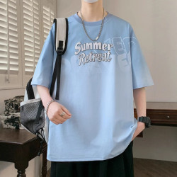 夏季青少年短袖t恤男2025新款大童潮牌夏天高中初中學生寬松半袖
