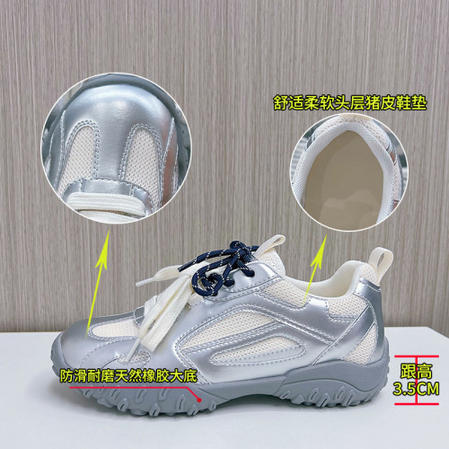 真皮阿甘鞋2025春夏新款鞋子女輕薄運動鞋網面透氣老爹鞋休閒女鞋