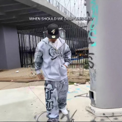 歐美美式寬松衛衣帽衫衛褲Y2K男潮牌嘻哈街頭休閒套裝