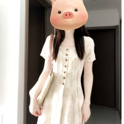 2025新款小個子法式復古方領連衣裙子夏季女裝氣質高級感收腰長裙
