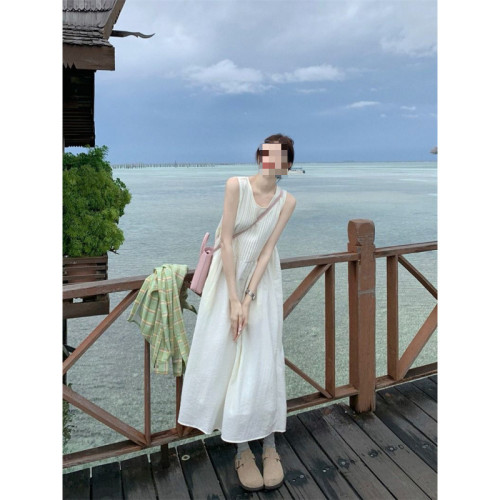 2025夏季新款設計感A字裙 法式溫柔風背心連衣裙女裝氣質長裙裙子