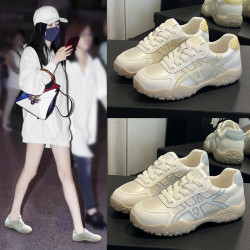 真皮德訓鞋女增高網面透氣阿甘鞋2025新款徒步登山鞋女戶外運動鞋