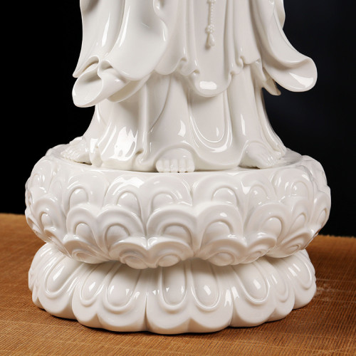 陶瓷南海三面觀音彿像擺件 白瓷觀世音菩薩像家居風水供奉工藝品