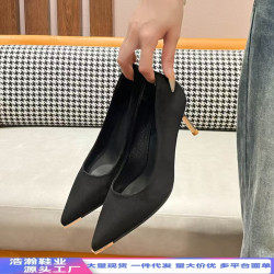 網紅款黑色性感尖頭不累腳高跟鞋女細跟2025年春季新款氣質職業鞋
