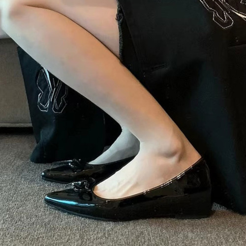 春秋裸色尖頭蝴蝶結內增高平底單鞋女2025新款淺口鞋子溫柔晚晚鞋