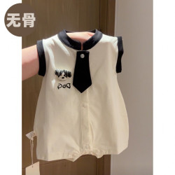 嬰兒衣服無袖背心哈衣夏季薄款兒卡通爬服無骨寶寶a類爬爬服