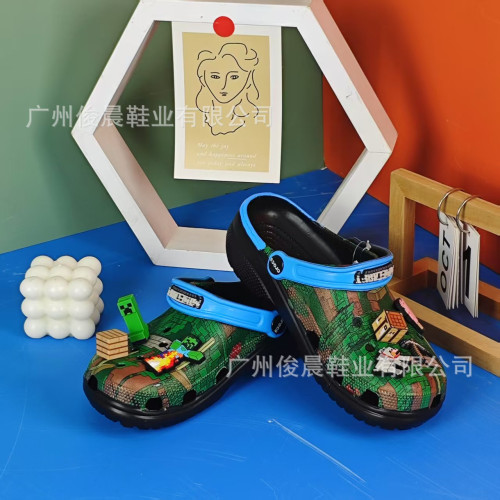 cross聯名新款洞洞鞋我的世界三代親子沙灘兒童卡通可愛時尚