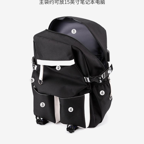 新款卡通labubu拉布布兒童男女學生書包雙肩包午餐包筆袋三件套