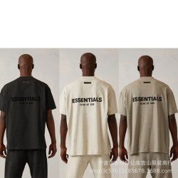 2022SS 短袖T恤 黑植絨ESSENTIALS潮牌汗衫汗布T-Shirt