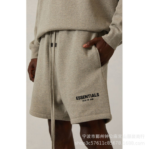 2022SS 短褲加絨黑植絨印花ESSENTIALS衛衣潮牌shorts