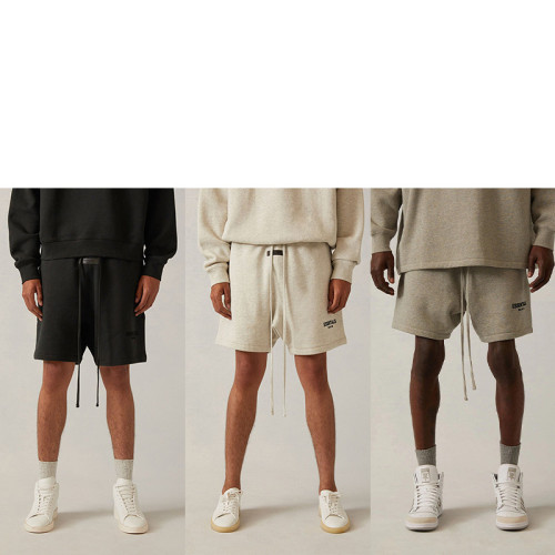 2022SS 短褲加絨黑植絨印花ESSENTIALS衛衣潮牌shorts