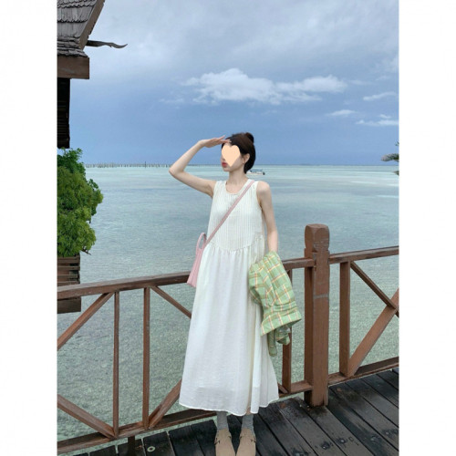 2025夏季新款設計感A字裙 法式溫柔風背心連衣裙女裝氣質長裙裙子