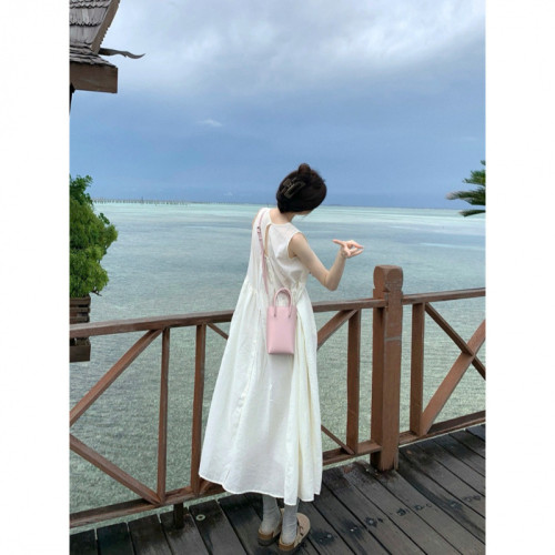 2025夏季新款設計感A字裙 法式溫柔風背心連衣裙女裝氣質長裙裙子