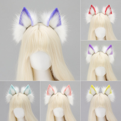 手作日系Lolita狼耳kc毛絨仿真狼耳朵髮箍漫展狐狼耳獸耳cos道具