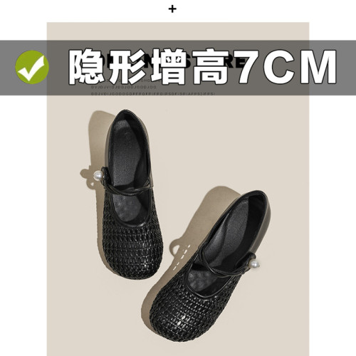 圓頭內增高7CM淺口一腳蹬防滑軟底透氣單鞋子2025夏季爆款女3233
