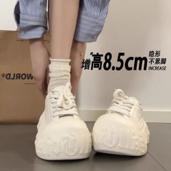 珠光擦色金色字母厚底松糕休閒麵包鞋溶解鞋小個子6cm小白鞋女鞋
