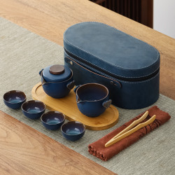 可攜式戶外露營旅行茶具套裝一壺四杯鈞瓷快客杯商務禮品