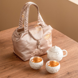 星球999鎏銀旅行茶具可攜式戶外車用一壺兩杯茶壺茶杯小套裝