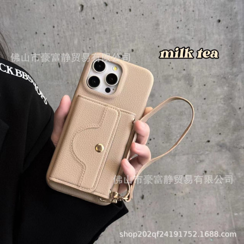 高級手提卡包適用於手機殼蘋果16Pro全包12荔枝紋皮15Pro男女款13