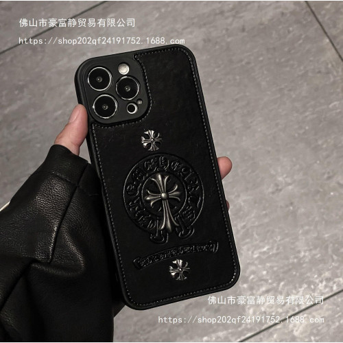 潮牌克心羅皮質適用蘋果14Promax手機殼13金屬支架iPhone15個性12