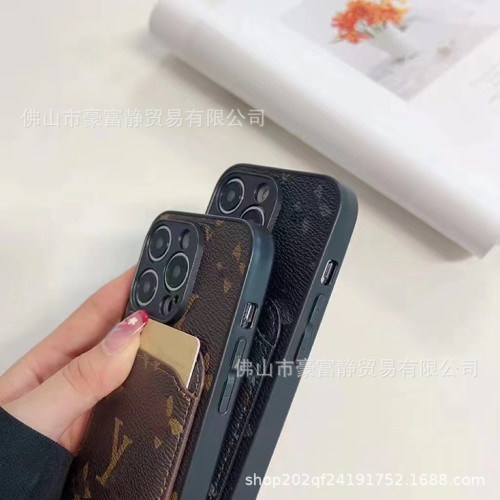 適用蘋果16Promax手機殼14Pro全包皮質插卡13高級x復古風12小衆XR