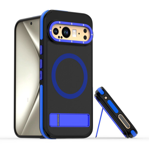 適用谷歌Pixel9Pro訊彩手機殼電鍍透明Pixel9磁吸支架防摔保護套