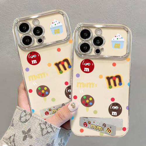 創意m豆適用蘋果15PROMAX手機殼iPhone14新款帶支架13爆款11軟殼7