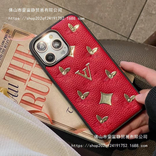 皮質奢華老花適用15promax手機殼iPhone13保護套高級感12潮牌14女