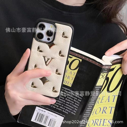 皮質奢華老花適用15promax手機殼iPhone13保護套高級感12潮牌14女