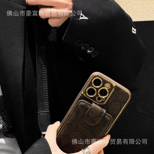 新款斜背翻蓋手機殼適用於iPhone15promax可插卡皮質全包14/13pro