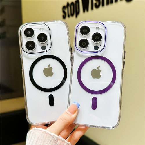 適用於iPhone15透彩磁吸手機殼MagSafe蘋果13/16硬殼防摔pc殼