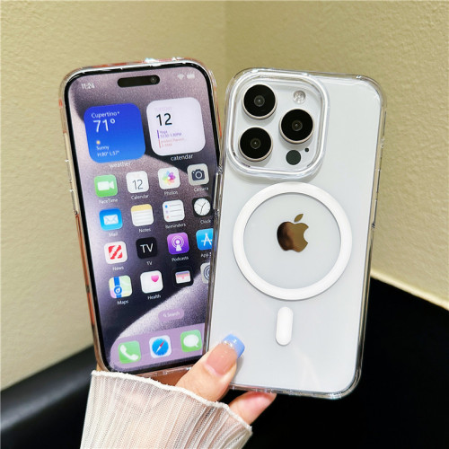 適用於iPhone15透彩磁吸手機殼MagSafe蘋果13/16硬殼防摔pc殼