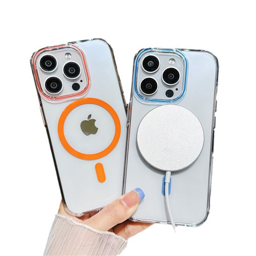 適用於iPhone15透彩磁吸手機殼MagSafe蘋果13/16硬殼防摔pc殼