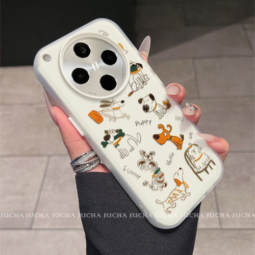 適用oppofindx8ultra手機殼卡通可愛findx8高級手機殼線條塗鴉狗