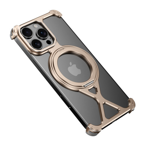 適用蘋果16promax旋轉磁吸支架手機殼散熱鋁合金iphone15pro