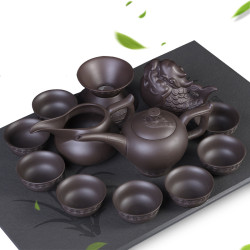 紫砂功夫茶具套裝家用陶瓷創意復古泡茶器紫泥茶壺茶杯整套