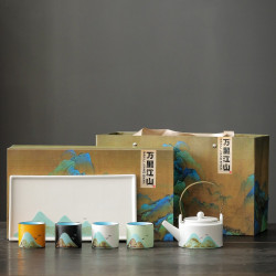 陶瓷功夫茶具套裝家用辦公手繪茶壺茶杯國潮風禮盒文創禮品