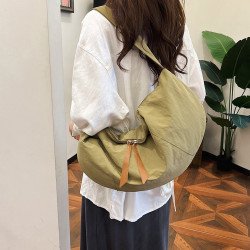 2024夏季新款潮單肩女包韓版百搭女士斜後背包時尚純色月牙包腋下包