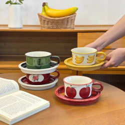 復古高顔值水杯陶瓷杯餐廳下午茶杯馬克杯拿鐵咖啡杯一杯一碟套裝