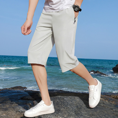 七分褲男夏季薄款寬松冰絲外穿休閒運動潮流夏天大碼男士短褲