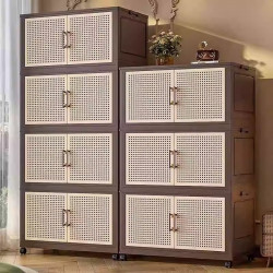 收納櫃中古風家用臥室衣服被子收納箱帶輪零食玩具書本折曡儲物櫃