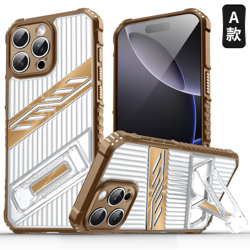 適用iPhone16ProMax戰影手機殼蘋果15Pro透明14支架防摔13保護套