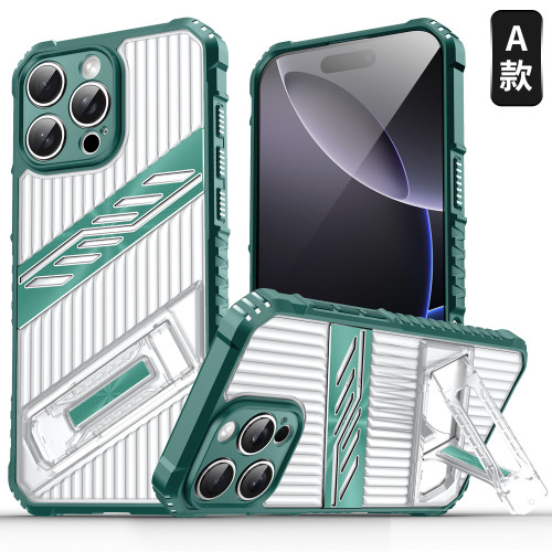 適用iPhone16ProMax戰影手機殼蘋果15Pro透明14支架防摔13保護套