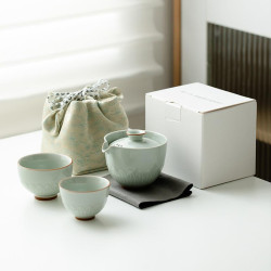 青瓷蓮瓣戶外旅行茶具快客杯套裝可攜式包一壺二杯單人功夫泡茶