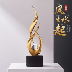 現代輕奢藝術風生水起擺件客廳軟裝飾品電視櫃酒櫃辦公室玄關擺設