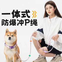 多巴胺狗狗中小型犬雙段式多功能防爆沖 P繩金毛狗項圈寵物牽引繩